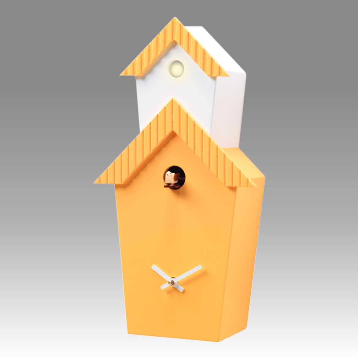 Modern cuckoo clock Art.flat 2601 lacquered with acrilic color yellow